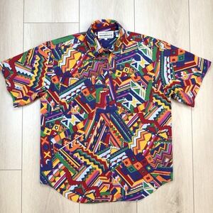 Vintage Westbound Casual Geometric Aztec Button Shirt Mens Small 90s Cotton USA